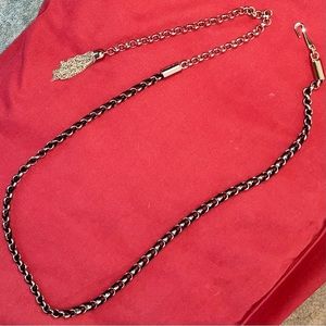 Pristine.retro leather & silver-tone adjustable chain belt with chain tassel